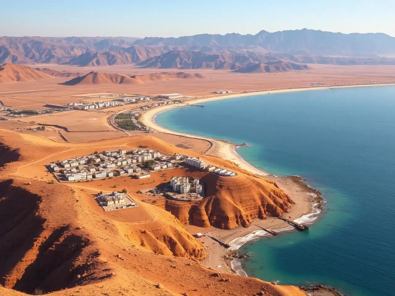 Ville d'Arta sur les hauteurs au-dessus du golfe de Tadjoura, Djibouti